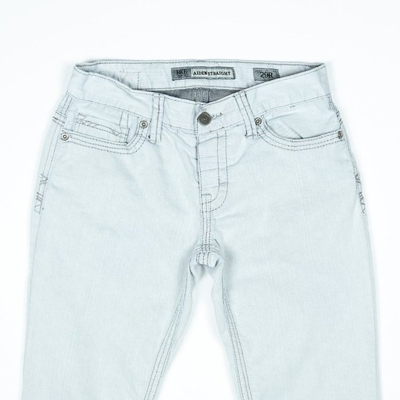 BKE Aiden Straight White Thick Stitch Denim - Picture 2 of 4